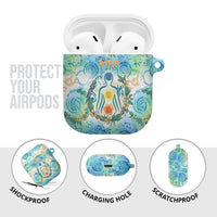 Hawaiian Piko Cultural Pride Aloha AirPods Case Watercolor Spiral Art - Tropical Plumeria Lei Garland