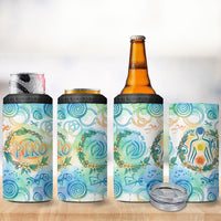 Hawaiian Piko Cultural Pride Aloha 4 in 1 Can Cooler Tumbler Watercolor Spiral Art - Tropical Plumeria Lei Garland TS04 - Polynesian Pride