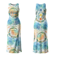 Hawaiian Piko Cultural Pride Aloha Couples Matching Tank Maxi Dress and Hawaiian Shirt Watercolor Spiral Art - Tropical Plumeria Lei Garland TS04 - Polynesian Pride