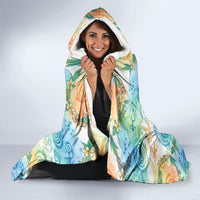 Hawaiian Piko Cultural Pride Aloha Hooded Blanket Watercolor Spiral Art - Tropical Plumeria Lei Garland TS04 - Polynesian Pride