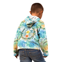 Hawaiian Piko Cultural Pride Aloha Kid Hoodie Watercolor Spiral Art - Tropical Plumeria Lei Garland TS04 - Polynesian Pride