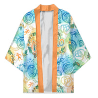 Hawaiian Piko Cultural Pride Aloha Kimono Watercolor Spiral Art - Tropical Plumeria Lei Garland TS04 Unisex White Blue - Polynesian Pride