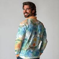 Hawaiian Piko Cultural Pride Aloha Long Sleeve Polo Shirt Watercolor Spiral Art - Tropical Plumeria Lei Garland TS04 - Polynesian Pride