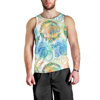 Hawaiian Piko Cultural Pride Aloha Men Tank Top Watercolor Spiral Art - Tropical Plumeria Lei Garland TS04 - Polynesian Pride