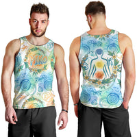 Hawaiian Piko Cultural Pride Aloha Men Tank Top Watercolor Spiral Art - Tropical Plumeria Lei Garland TS04 - Polynesian Pride