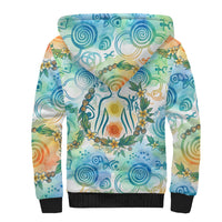 Hawaiian Piko Cultural Pride Aloha Sherpa Hoodie Watercolor Spiral Art - Tropical Plumeria Lei Garland TS04 - Polynesian Pride