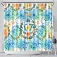 Hawaiian Piko Cultural Pride Aloha Shower Curtain Watercolor Spiral Art - Tropical Plumeria Lei Garland TS04 - Polynesian Pride