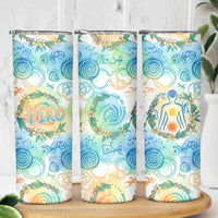 Hawaiian Piko Cultural Pride Aloha Skinny Tumbler Watercolor Spiral Art - Tropical Plumeria Lei Garland TS04 - Polynesian Pride