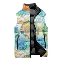 Hawaiian Piko Cultural Pride Aloha Sleeveless Puffer Jacket Watercolor Spiral Art - Tropical Plumeria Lei Garland TS04 - Polynesian Pride