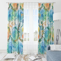 Hawaiian Piko Cultural Pride Aloha Window Curtain Watercolor Spiral Art - Tropical Plumeria Lei Garland TS04 - Polynesian Pride