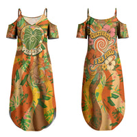 Hawaiian Piko Lani Cultivate I Ka Piko Aloha Couples Matching Summer Maxi Dress and Long Sleeve Button Shirt Retro Psychedelic Taro Leaf - Hibiscus Flowers TS04 - Polynesian Pride