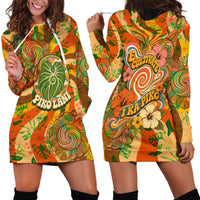 Hawaiian Piko Lani Cultivate I Ka Piko Aloha Hoodie Dress Retro Psychedelic Taro Leaf - Hibiscus Flowers TS04 - Polynesian Pride