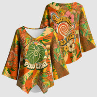 Hawaiian Piko Lani Cultivate I Ka Piko Aloha Kimono Sleeve Blouse Retro Psychedelic Taro Leaf - Hibiscus Flowers TS04 - Polynesian Pride