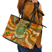 Hawaiian Piko Lani Cultivate I Ka Piko Aloha Leather Tote Bag Retro Psychedelic Taro Leaf - Hibiscus Flowers TS04 - Polynesian Pride