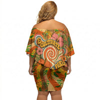 Hawaiian Piko Lani Cultivate I Ka Piko Aloha Off Shoulder Short Dress Retro Psychedelic Taro Leaf - Hibiscus Flowers TS04 - Polynesian Pride