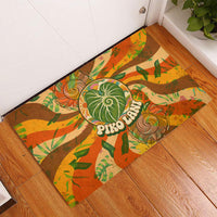 Hawaiian Piko Lani Cultivate I Ka Piko Aloha Rubber Doormat Retro Psychedelic Taro Leaf - Hibiscus Flowers TS04 - Polynesian Pride