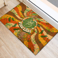 Hawaiian Piko Lani Cultivate I Ka Piko Aloha Rubber Doormat Retro Psychedelic Taro Leaf - Hibiscus Flowers TS04 - Polynesian Pride