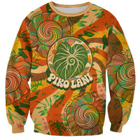 Hawaiian Piko Lani Cultivate I Ka Piko Aloha Sweatshirt Retro Psychedelic Taro Leaf - Hibiscus Flowers TS04 Unisex Orange Green - Polynesian Pride