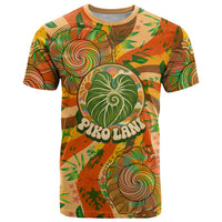 Hawaiian Piko Lani Cultivate I Ka Piko Aloha T Shirt Retro Psychedelic Taro Leaf - Hibiscus Flowers TS04 Orange Green - Polynesian Pride