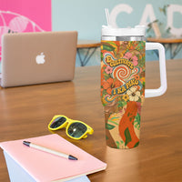 Hawaiian Piko Lani Cultivate I Ka Piko Aloha Tumbler With Handle Retro Psychedelic Taro Leaf - Hibiscus Flowers TS04 - Polynesian Pride