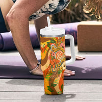 Hawaiian Piko Lani Cultivate I Ka Piko Aloha Tumbler With Handle Retro Psychedelic Taro Leaf - Hibiscus Flowers TS04 - Polynesian Pride