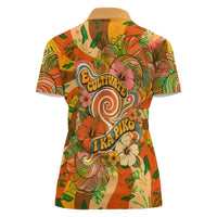 Hawaiian Piko Lani Cultivate I Ka Piko Aloha Women Polo Shirt Retro Psychedelic Taro Leaf - Hibiscus Flowers TS04 - Polynesian Pride