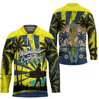 Waimanalo Oahu Hawaii Surfing Hockey Jersey Tropical Beach Retro Sunburst Surfboard