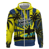 Waimanalo Oahu Hawaii Surfing Zip Hoodie Tropical Beach Retro Sunburst Surfboard
