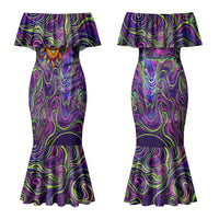 Waimanalo Hawaii Sun Rabbit Couples Matching Mermaid Dress and Hawaiian Shirt Psychedelic Trippy Neon Swirl Graphic TS04 - Polynesian Pride