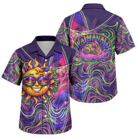 Waimanalo Hawaii Sun Rabbit Family Matching Long Sleeve Bodycon Dress and Hawaiian Shirt Psychedelic Trippy Neon Swirl Graphic TS04 Son's Shirt Purple Green - Polynesian Pride