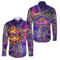 Waimanalo Hawaii Sun Rabbit Family Matching Short Sleeve Bodycon Dress and Hawaiian Shirt Psychedelic Trippy Neon Swirl Graphic