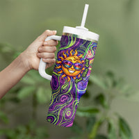 Waimanalo Hawaii Sun Rabbit Tumbler With Handle Psychedelic Trippy Neon Swirl Graphic