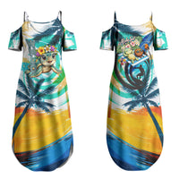 Hawaii Waimanalo Sea Turtle Family Matching Summer Maxi Dress and Hawaiian Shirt Cute Tropical Beach Aloha Spirit Cartoon TS04 Mom's Dress Green Blue - Polynesian Pride