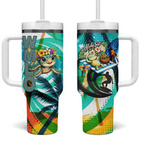 Hawaii Waimanalo Sea Turtle Tumbler With Handle Cute Tropical Beach Aloha Spirit Cartoon