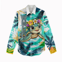 Hawaii Waimanalo Sea Turtle Women Casual Shirt Cute Tropical Beach Aloha Spirit Cartoon TS04 - Polynesian Pride