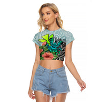 Polynesian Hawaii Raglan Cropped T Shirt Kanaka with Crab Tribal tattoo TS04 Female Multicolor - Polynesian Pride