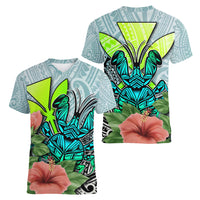 Polynesian Hawaii Women V Neck T Shirt Kanaka with Crab Tribal tattoo TS04 - Polynesian Pride