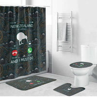 New Zealand is Calling and I Must Go Bathroom Set Kiwi Bird Silhouette TS04 Bathroom Set (4 pcs) Multicolor - Polynesian Pride