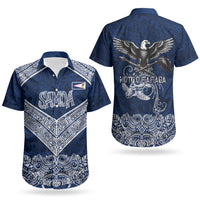 American Samoa Eagle Couples Matching Long Sleeve Bodycon Dress and Hawaiian Shirt Sea Turtle Traditional Polynesian Tribal Tattoo TS04 - Polynesian Pride