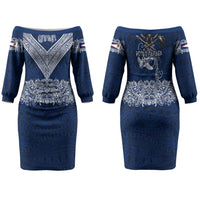 American Samoa Eagle Couples Matching Off The Shoulder Long Sleeve Dress and Hawaiian Shirt Sea Turtle Traditional Polynesian Tribal Tattoo TS04 - Polynesian Pride