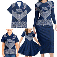 American Samoa Eagle Family Matching Long Sleeve Bodycon Dress and Hawaiian Shirt Sea Turtle Traditional Polynesian Tribal Tattoo TS04 - Polynesian Pride