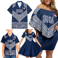 American Samoa Eagle Family Matching Off Shoulder Short Dress and Hawaiian Shirt Sea Turtle Traditional Polynesian Tribal Tattoo TS04 - Polynesian Pride