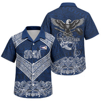 American Samoa Eagle Family Matching Tank Maxi Dress and Hawaiian Shirt Sea Turtle Traditional Polynesian Tribal Tattoo TS04 Son's Shirt Blue White - Polynesian Pride