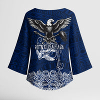 American Samoa Eagle Kimono Sleeve Blouse Sea Turtle Traditional Polynesian Tribal Tattoo
