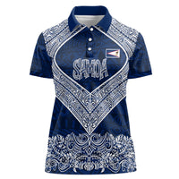 American Samoa Eagle Women Polo Shirt Sea Turtle Traditional Polynesian Tribal Tattoo
