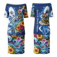 American Samoa Pago Pago Couples Matching Puletasi and Hawaiian Shirt Sea Turtle And Fruit Bat - Tropical Hibiscus Flowers Polynesian TS04 - Polynesian Pride