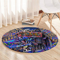 American Samoa Warrior Round Carpet Polynesian Fruit Bat Talofa Urban Graffiti Street Art