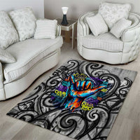 Chur Bro Shaka Sign Area Rug New Zealand Koru Colorful Graffiti Splash