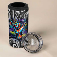 Chur Bro Shaka Sign 4 in 1 Can Cooler Tumbler New Zealand Koru Colorful Graffiti Splash