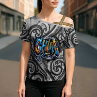 Chur Bro Shaka Sign Cross Shoulder Shirt New Zealand Koru Colorful Graffiti Splash TS04 - Polynesian Pride